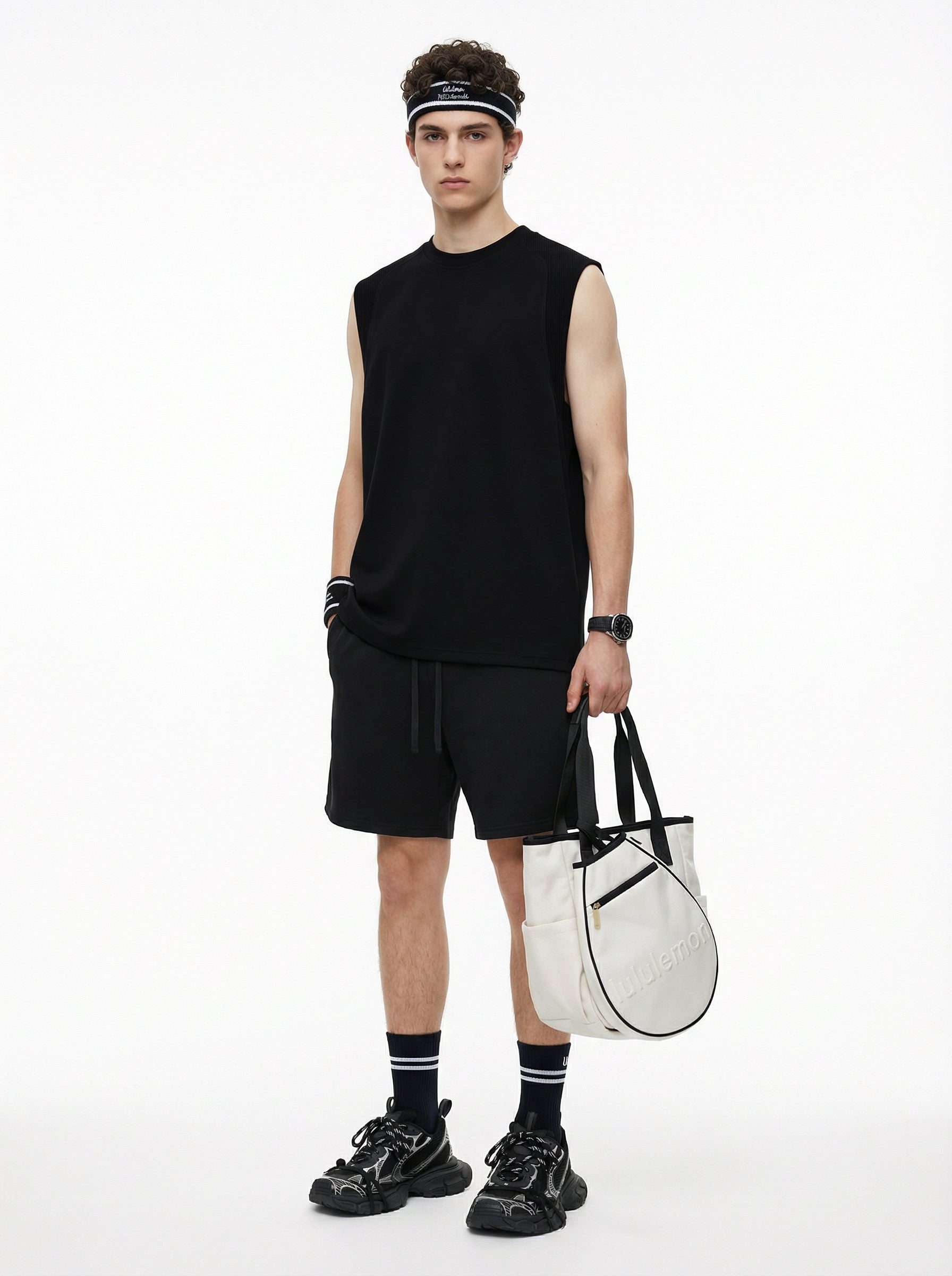 220GSM Men's Lyocell Cooling Cotton Panel T-Shirt Black